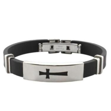 Imagem de  Bracelete Pulseira Cruz Vazada Silicone 18k - Euro Importados