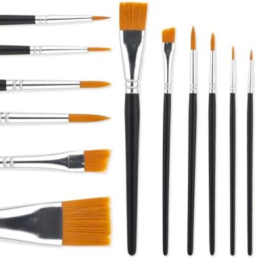 Imagem de Dimeho Conjunto de pincéis de pintura facial, 6 pincéis profissionais para pintura corporal e rosto, kit de maquiagem para pintura acrílica, guache a óleo, aquarela, Halloween, cosplay, festa, kit de