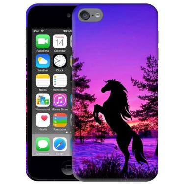 Imagem de Generic Capas SM Capa para iPod Touch 7, iPod Touch 6, Capa para iPod Touch 5 - Design Pôr do Sol Cavalo Impresso 3D Capa Traseira de Plástico Rígido para iPod Touch 7/6/5.