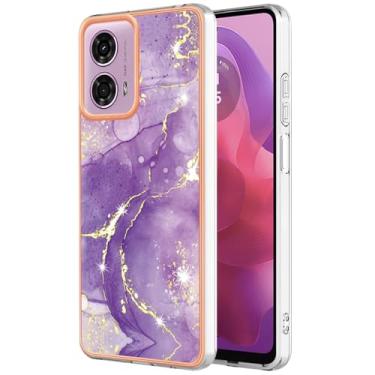 Imagem de Dinglijia Capa fina para Motorola G04 4G, capa para Moto G24 4G, estampa de mármore IMD, design moderno, capa para meninas, câmera aprimorada e proteção de tela para Moto G04 4G/Moto G24 4G, YBBK roxo