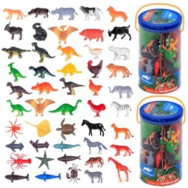 Imagem de Kit 2 Baldes de Animais 96 bichos Safari Dinos Marinhos Fazenda Animal Planet Original