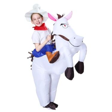 Imagem de FUNNY COSTUMES Inflatable Costume Ride on Horse for Kids, Cowboy Ride On Horse Blow Up Costume, for Boys and Girls (White Horse)