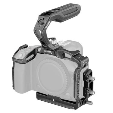 Imagem de SmallRig Kit de gaiola de câmera Black Mamba para Canon EOS R5 Mark II com alça superior e grampo de cabo dedicado, equipamento de câmera de liga de alumínio com sapata fria HawkLock, 1/10.2 cm - 20 e