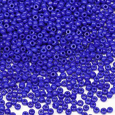 Imagem de Bala&Fillic Contas opacas de sementes de 3 mm de cores azul escuro cerca de 3600 peças/100 gramas na bolsa, 8/0 contas de vidro para fazer pulseira e colar (azul escuro)