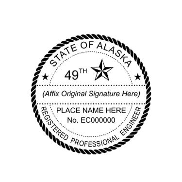 Imagem de Carimbo de engenheiro de autotinta; carimbo de borracha personalizado; carimbo de tinta ideal 500 carimbos redondos de borracha para o estado do Alasca