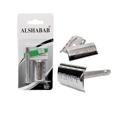 Imagem de Kit Conjunto C/6 Aparelho de Barbear Metal Retro e lamina - Alshabab