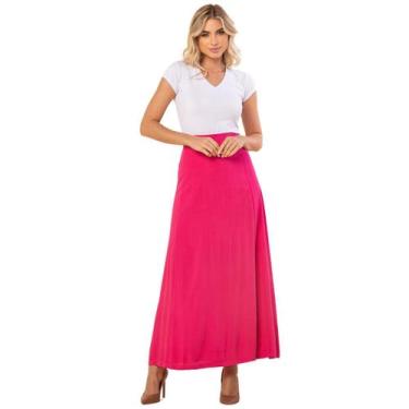 Imagem de Saia Longa Moda Evangélica Viscolinho Lisa Com Ziper Lateral - Cacharr