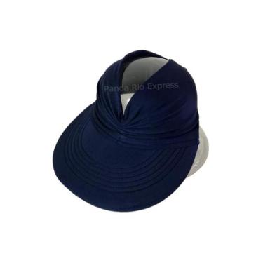 Imagem de Viseira Turbante Moda Praia Aba Flexível Proteção Solar - Genérica, Az