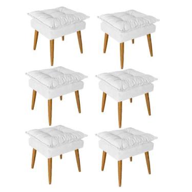 Imagem de Kit 06 Puff Puf Banqueta Opala Para Quarto Sala Recepção Suede Branco 