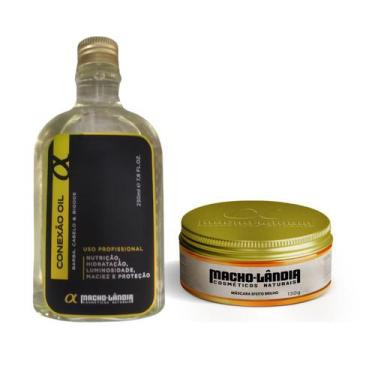 Imagem de Kit Oleo Para Barba 230ML +Pomada Cabelo 130g Macholandia - Macho Lând