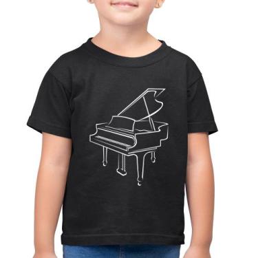 Imagem de Camiseta Algodão Infantil Piano - Foca na Moda, Preto, 10