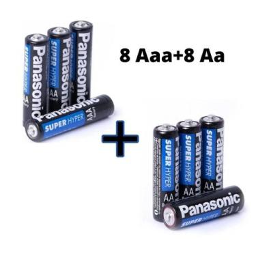 Imagem de Pilha Palito Aaa 8 Un + Aa 8 Un Panasonic Comum Original Kit