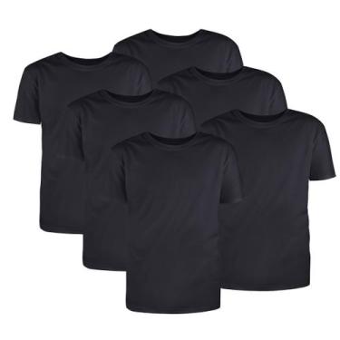 Imagem de Kit com 6 Camisetas Básicas Algodão Preto Tamanho GG - Mc Clothing
