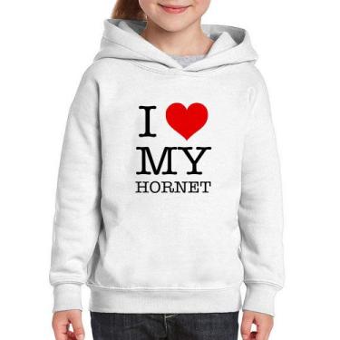 Imagem de Moletom Infantil I Love My Hornet - Foca na Moda, Branco, 6