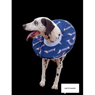 Imagem de Colar Cães Pets Dog Elizabetano Disco Cone Revestido Tecido super leve