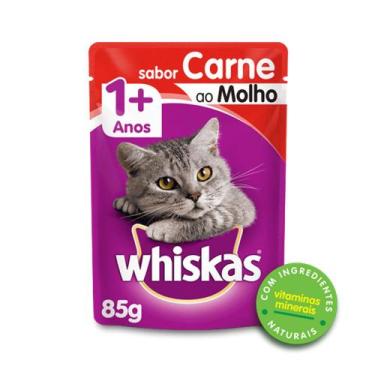 Imagem de Whiskas Sachê Adulto Sabor Carne ao Molho 85g