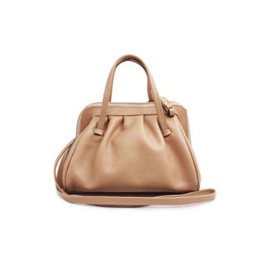 Imagem de Bolsa feminina de couro transversal nude Bianca - Bolsa de couro trans