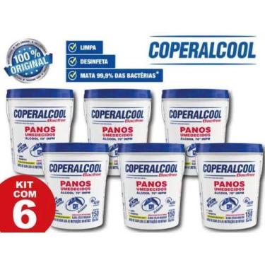 Imagem de Kit 6 Baldes 900 Panos Umedecido Coperalcool Álcool 70 INPM