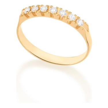 Imagem de Meia Aliança Cravejada Por 7 Zircônias De 512909 - ROMMANEL, Branco, 2