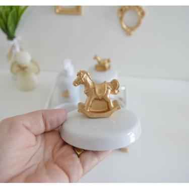 Imagem de Kit Higiene Porcelana Bebê Banho Cuidado Quarto K014 Cavalo - Ciranda 