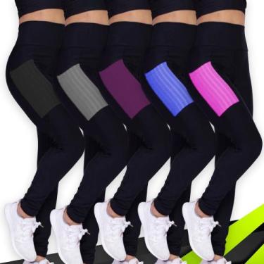 Imagem de Kit c/ 5 CALÇAS LEG Legging COM BOLSOS Cintura Alta Fitness Treino Cas