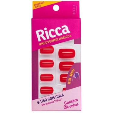 Imagem de Unhas Postiças Ricca Vermelho Paixão 1340