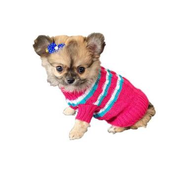 Imagem de Roupinha Pet Katlen Tricot Vestido Listra, Pink, G