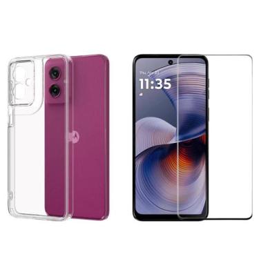 Imagem de Kit Capa Anti Impacto + Película Premium 3D Para Moto G55 - BLANCE