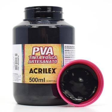 Imagem de Tinta PVA Fosca para Artesanato 500ml - Acrilex, 520 - PRETO