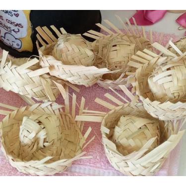Imagem de 10 Mini chapéu de Palha desfiado para festa junina - só palha