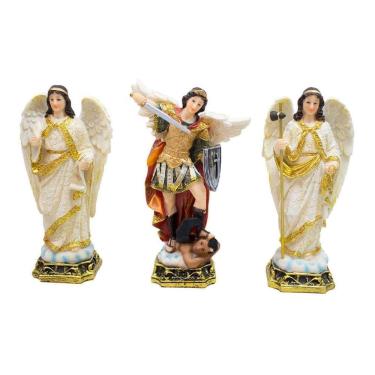 Imagem de Kit Imagem Três Arcanjos Rafael Miguel Gabriel - 23cm