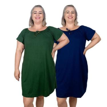 Imagem de Kit 2 Vestidos Manga Curta Feminino Plus Size Ciganinha Midi - Coalizã