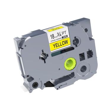 Imagem de IDIK 1 pacote com fita adesiva laminada de força extra preta sobre amarela compatível com Brother P-Touch TZe-S641 TZ S641 Tze S641 (18 mm x 8 m)