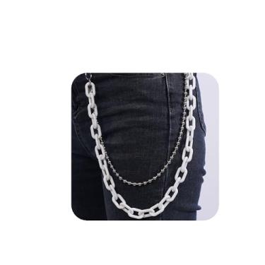 Imagem de YERTTER Calça jeans em camadas de acrílico com cores fofas, correntes de hip hop, corrente de calça jeans de rock gótica colorida de acrílico, corrente de elos de cintura para mulheres e homens Egirls