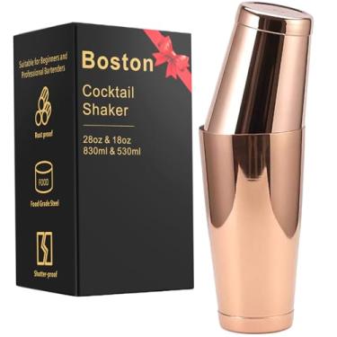 Imagem de Coqueteleira Pro Boston de aço inoxidável – 2 peças não ponderadas 510 g e ponderada 800 ml Kit de coqueteleira Martini para barman - Cobre