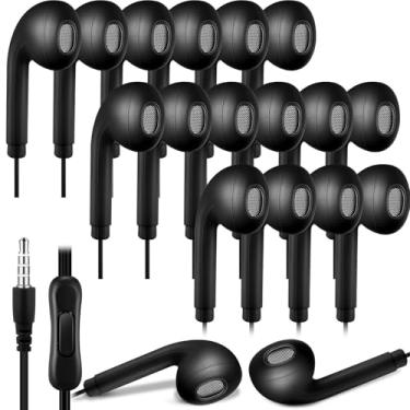Imagem de Xinnun Pacote com 50 fones de ouvido em massa com microfone, fones de ouvido para estudantes, sala de aula, fones de ouvido com fio com plugue de 3,5 mm para crianças, adultos, biblioteca escolar,