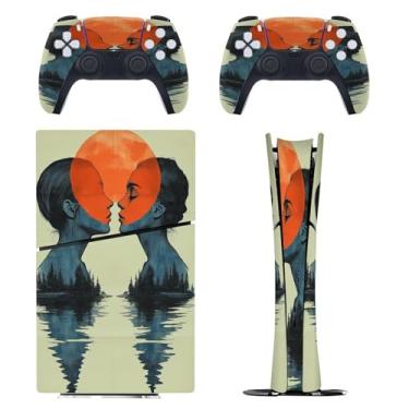 Imagem de Skin for PS5 Slim Digital Edition, capa adesiva para console e controle PlayStation 5, película protetora removível fácil de envolver acessórios para jogos, decalque capa completa - padrões artísticos