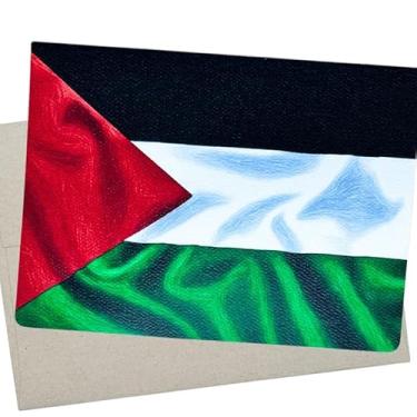 Imagem de Cartão de bandeira da Palestina, cartão de notas com bandeira palestina (1 cartão premium, 12 x 18 cm) para aniversário, pensando em você e todas as ocasiões - 856
