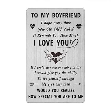 Imagem de Gezxin Cartão para namorado - Ideias de presente de feliz aniversário para namorado romântico da namorada - Sweet Boyfriend Just Because Metal Insert Card - Presente de aniversário de Dia dos