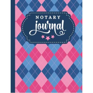 Imagem de Notary Journal: 8.5x11 Large Notarial Logbook/With 200 Numbered Pages - Two Record Logs Per Page / 400 Records/Ledger Book Gift For Signing Agents ... Blue Argyle Diamond - Geometric Art Pattern