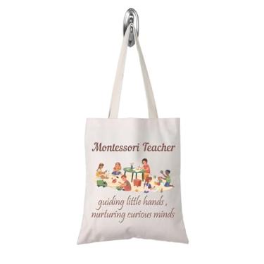 Imagem de TSOTMO Presente Montessori Future Montessori Teachers Tote Bag Torre Alfabeto Móvel Presente Montessori Mom, Bolsa Montessori, Large, Tendência