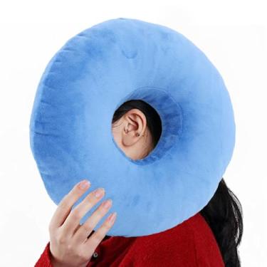 Imagem de Travesseiro para Orifício de Orelha, Travesseiro Lateral de Algodão para Pescoço, Travesseiro de Rosquinha Macio Com Protetores de Ouvido, Fones de Ouvido para um Sono