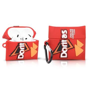 Imagem de LEWOTE Compatível com Apple Airpods 4 Capa protetora engraçada com desenho fofo Slim Candy Cover com chaveiro (Doritos)