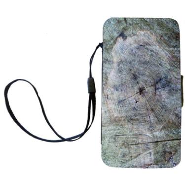 Imagem de Rikki Knight Capa carteira flip com design de tronco de árvore de madeira com aba magnética para Apple iPhone 4 e 4s