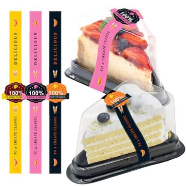 Imagem de WOOPSOO Pacote com 50 Recipientes Transparentes para Fatias de Bolo, Recipientes Descartáveis de Plástico para Bolo, Caixas para Tortas de Cheesecake, Recipientes para Alimentos Em ()