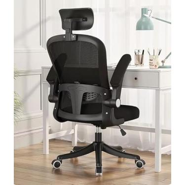 Imagem de Cadeira Para Escritório, Design Ergonômico, Encosto de Cabeça Ajustável, A Almofada de Assento Espessada, Ajustada a 125°, Experiência de Suporte Atualizada (Preta)