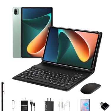 Imagem de 3 em 1 Tablet Pad 5 Pro, 10.1 Polegada Android 13 Tablet, 8GB+256GB com Teclado Capa Mouse, Processador Octa-Core, 32MP/16MP Câmera 8800mAh Bateria Dual SIM Slot (Verde)