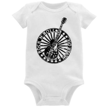 Imagem de Body Bebê Rock n Roll Never Die Guitarra - Foca na Moda, Branco, GG