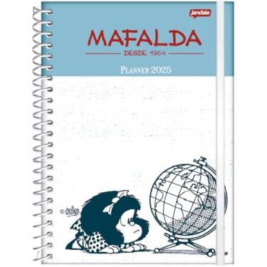 Imagem de Jandaia - Agenda Planner Datada Capa Dura 160Pgs Mafalda 2025 Fundo Azul e Branca