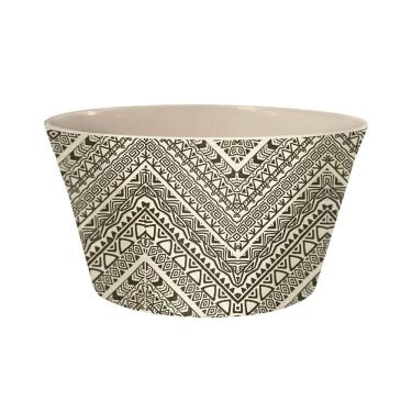 Imagem de Saladeira Yangzi Pequena Redonda Fibra de Bambu Preto e Branco 15cm